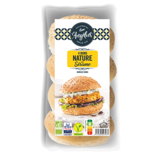 4 Hamburger Brötchen mit Sesam